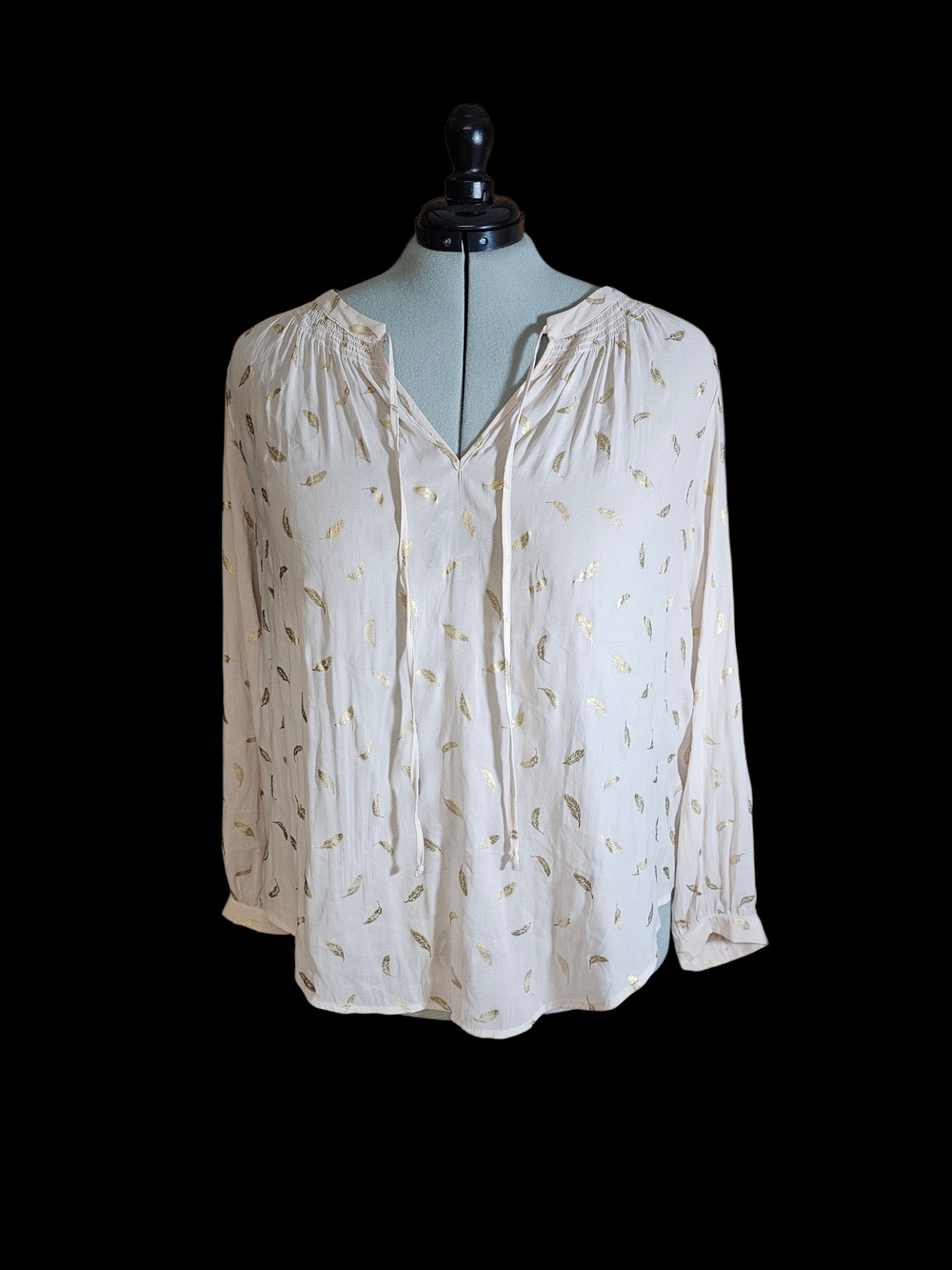torrid Cream Blouse with Gold Leaf Print
